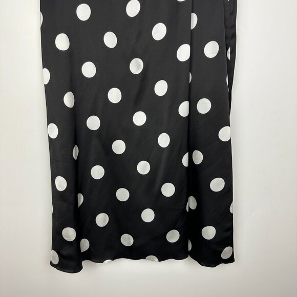 NWT Art Dealer Eva High Rise Polka Dot Satin Belted Midi Skirt Black Small - Picture 4 of 12